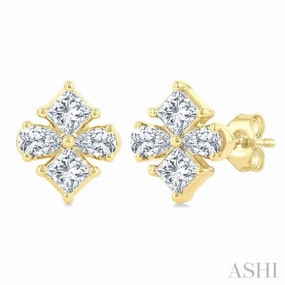 Everyday Essential 1/3 Ctw Princess and Pear Cut Diamond Fashion Earrings in 14K Yellow Gold