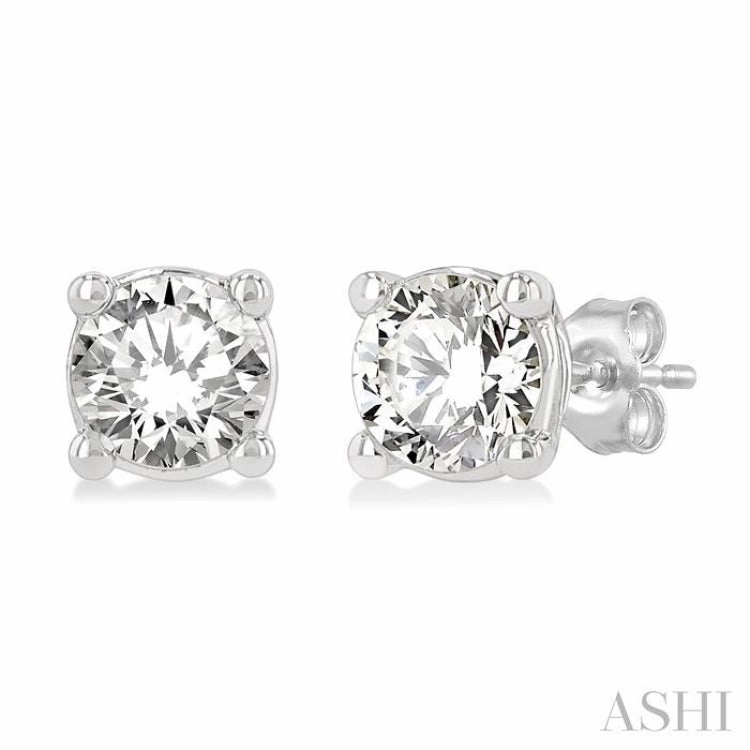 1/3 ctw Round Cut Diamond Stud Earring in 14K White Gold Modern Flair