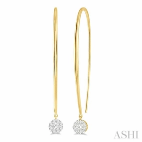 1/3 Ctw Round Dangler Lovebright Diamond Earring in 14K Yellow and White Gold Precious Jewelry Pieces Wedding Style