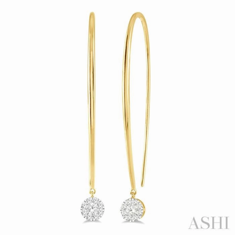 1/3 Ctw Round Dangler Lovebright Diamond Earring in 14K Yellow and White Gold Precious Jewelry Pieces Wedding Style