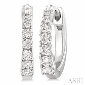 1/4 Ctw Graduated Round Cut Diamond Fashion Huggies in 14K White Gold Evening Style Office Ready