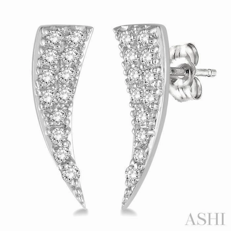 1/4 Ctw Horn Shaped Climbers Round Cut Diamond Earrings in 14K White Gold Versatile Shine Stylish Detail