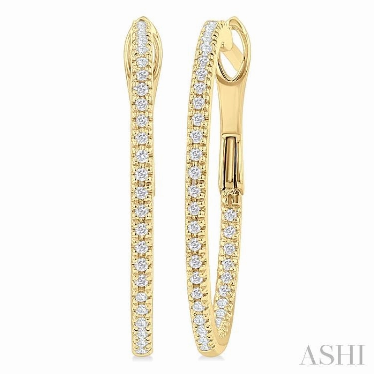 1/4 ctw Inside & Outside Round Cut Diamond Hoop Earring in 14K Yellow Gold Elegant Choice Refined Touch
