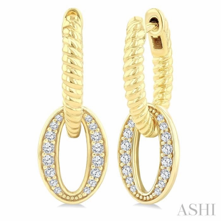 1/4 Ctw Interlocked Rope Round Cut Diamond Fashion Earrings in 10K Yellow Gold high contrast