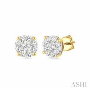 1/4 Ctw Lovebright Round Cut Diamond Stud Earrings in 14K Yellow and White Gold Luxe Finish