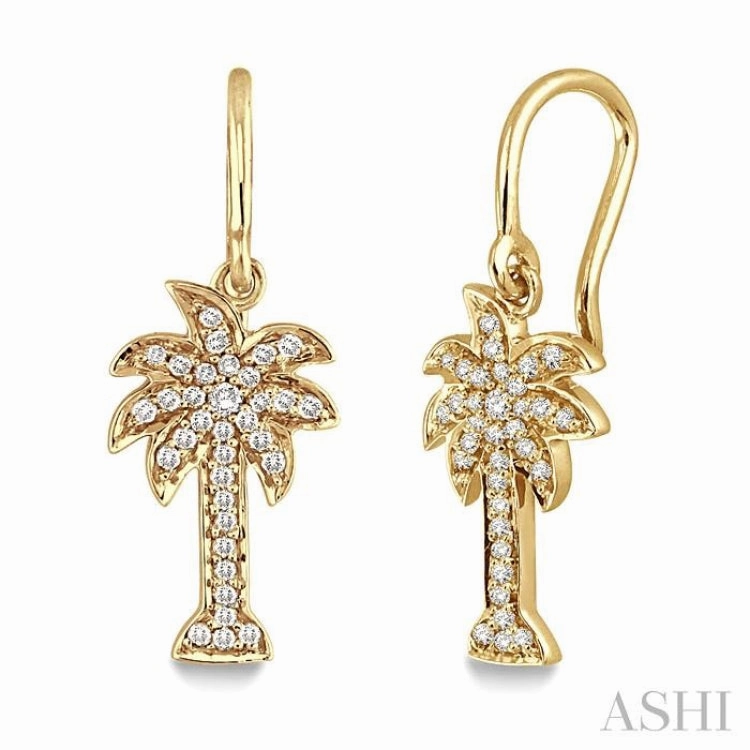 Urban Accent Wedding Ensemble 1/4 ctw Palm Tree Single Cut Diamond Earrings in 14K Yellow Gold