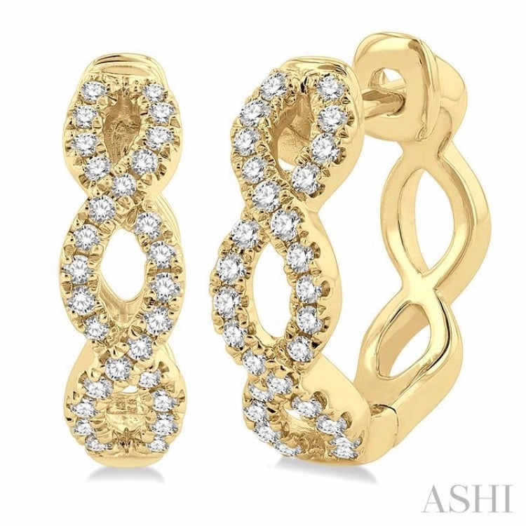1/4 Ctw Petite Twisted Round Cut Diamond Fashion Huggies in 10K Yellow Gold Cocktail Hour