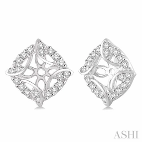 1/4 ctw Round Cut Diamond Jacket Earrings in 14K White Gold Delicate Frame