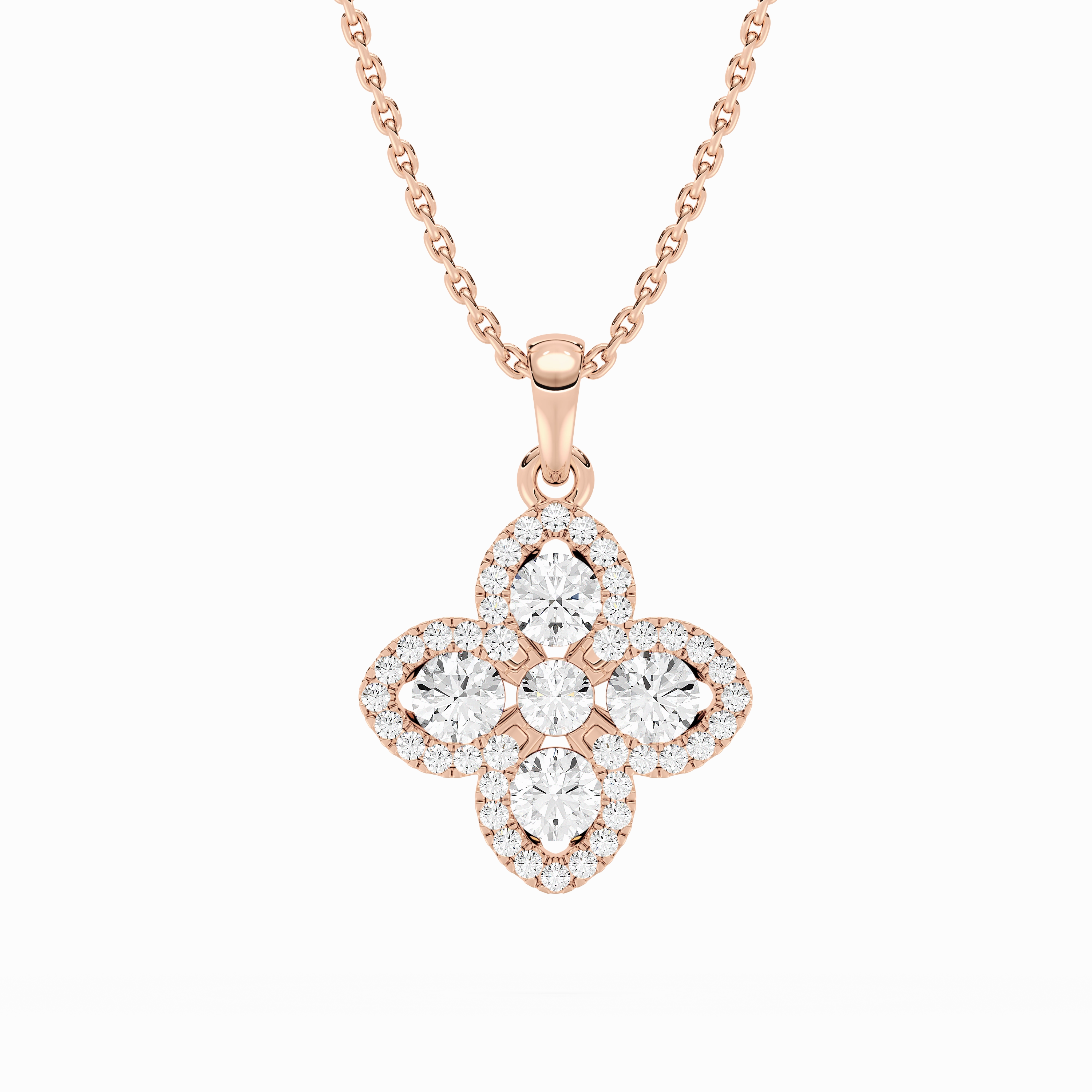 Elegant Gift 1/4 ctw Round Lab Grown Diamond Clover Pendant  - 18 Inches