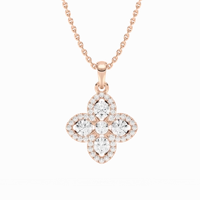 Luxury Gift Travel Look 1/4 ctw Round Lab Grown Diamond Clover Pendant  - 18 Inches
