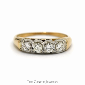 Gentle Motion 1/4cttw 4 Round Diamond Wedding Band in 10k Yellow Gold