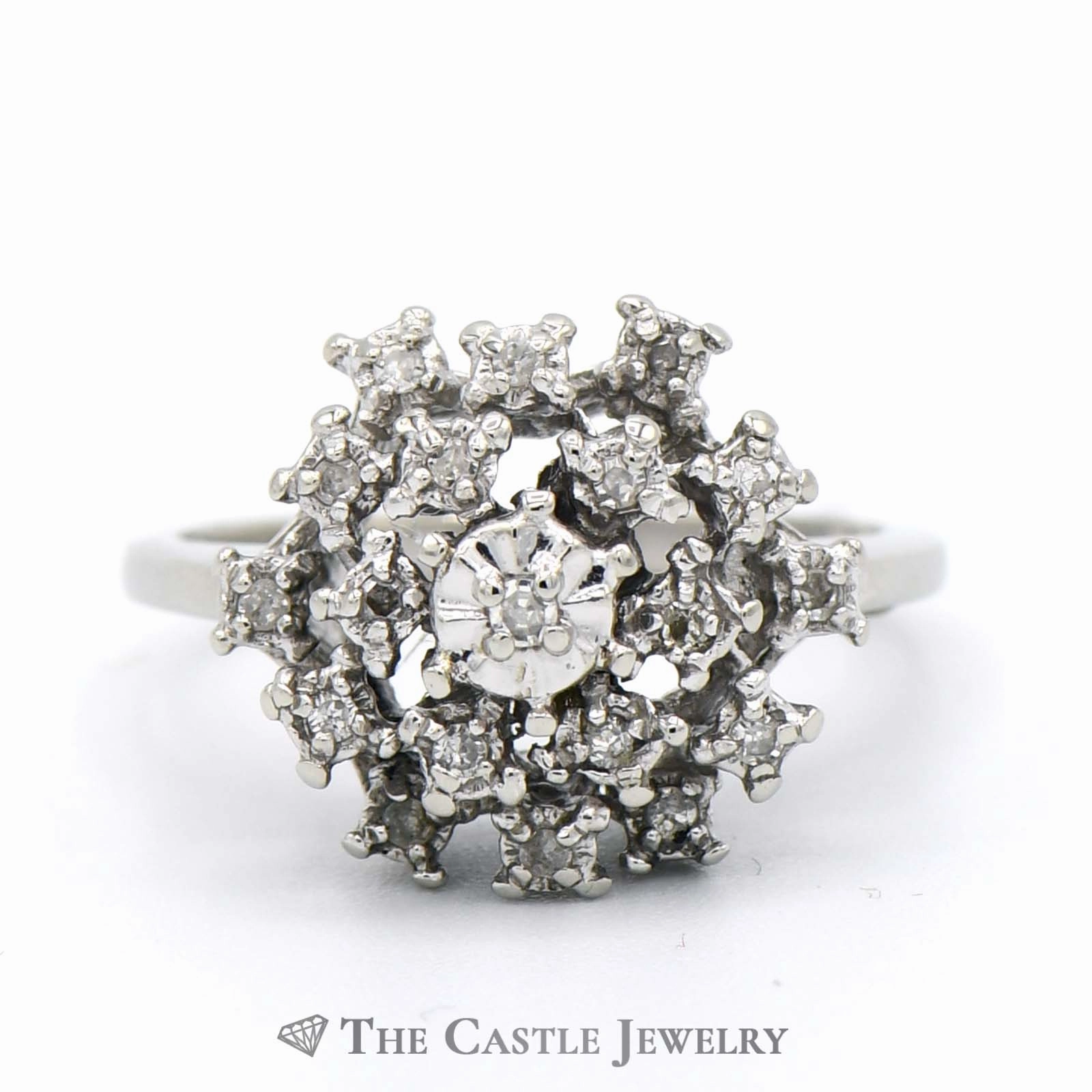1/4cttw Snowflake Diamond Cluster Ring in 10k White Gold Meaningful Expression