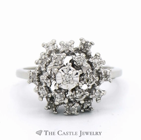 1/4cttw Snowflake Diamond Cluster Ring in 10k White Gold Meaningful Expression