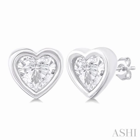 Timeless Craftwork Daily Favorite 1/5 Ctw Petite Bezel Set Heart Shape Diamond Fashion Stud Earring in 10K White Gold
