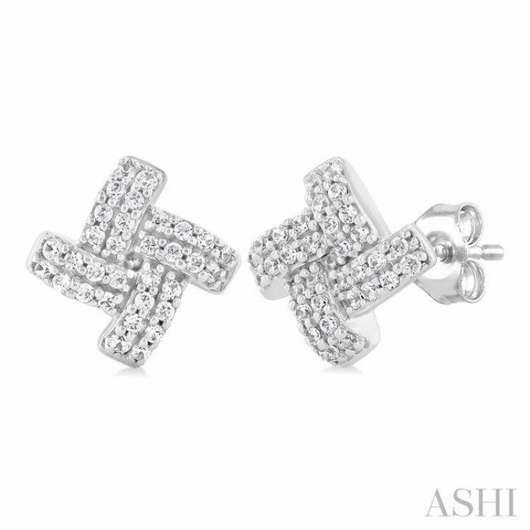 1/5 Ctw Petite Pinwheel Round Cut Diamond Fashion Stud Earring in 10K White Gold Muted Style