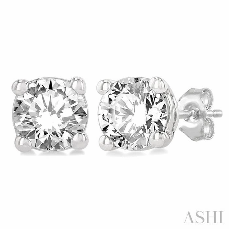 1/5 ctw Round Cut Diamond Stud Earring in 14K White Gold Natural Flow