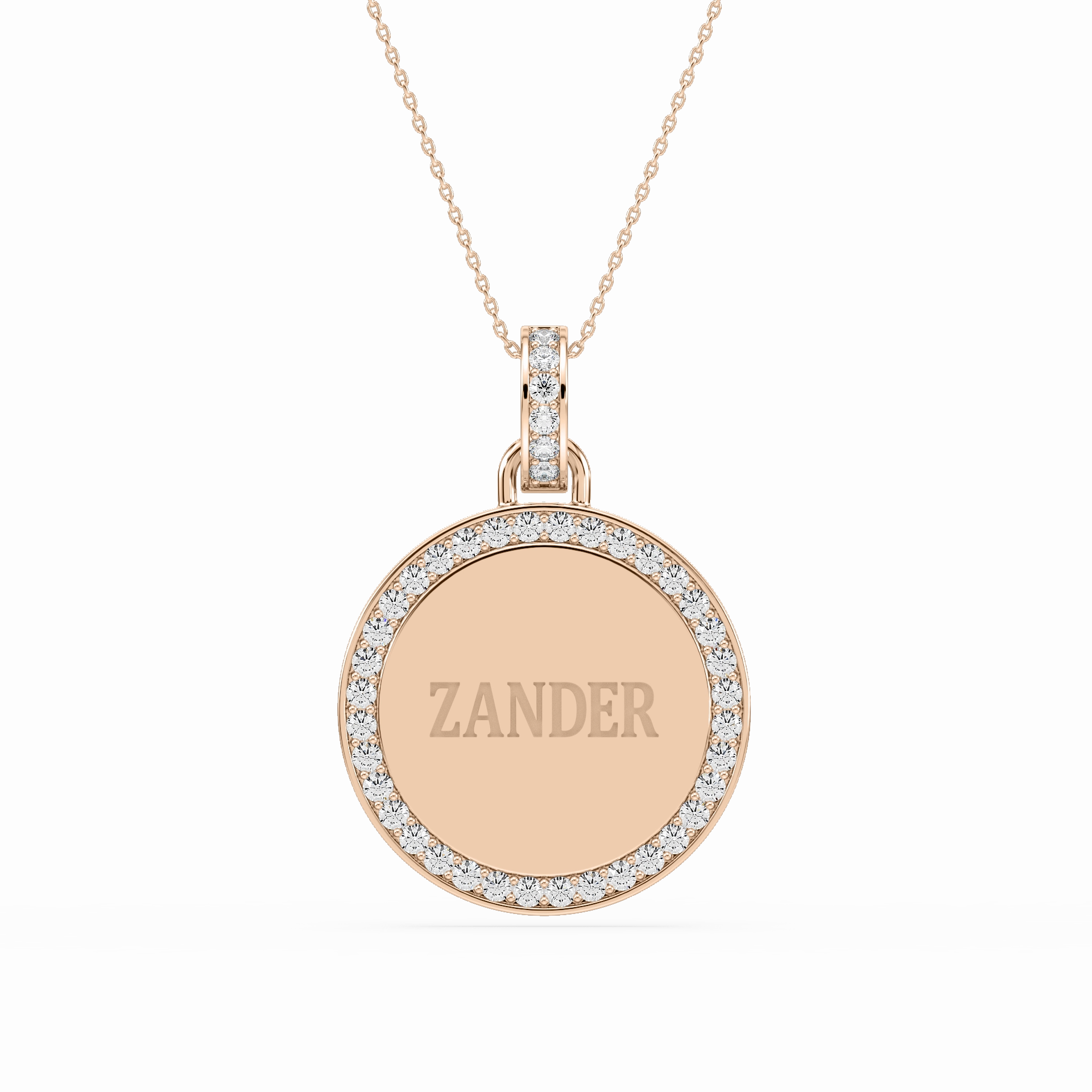 1/5 ctw Round Lab Grown Diamond Engraveable Disc Pendant - 18 Inches Distinctive Gift