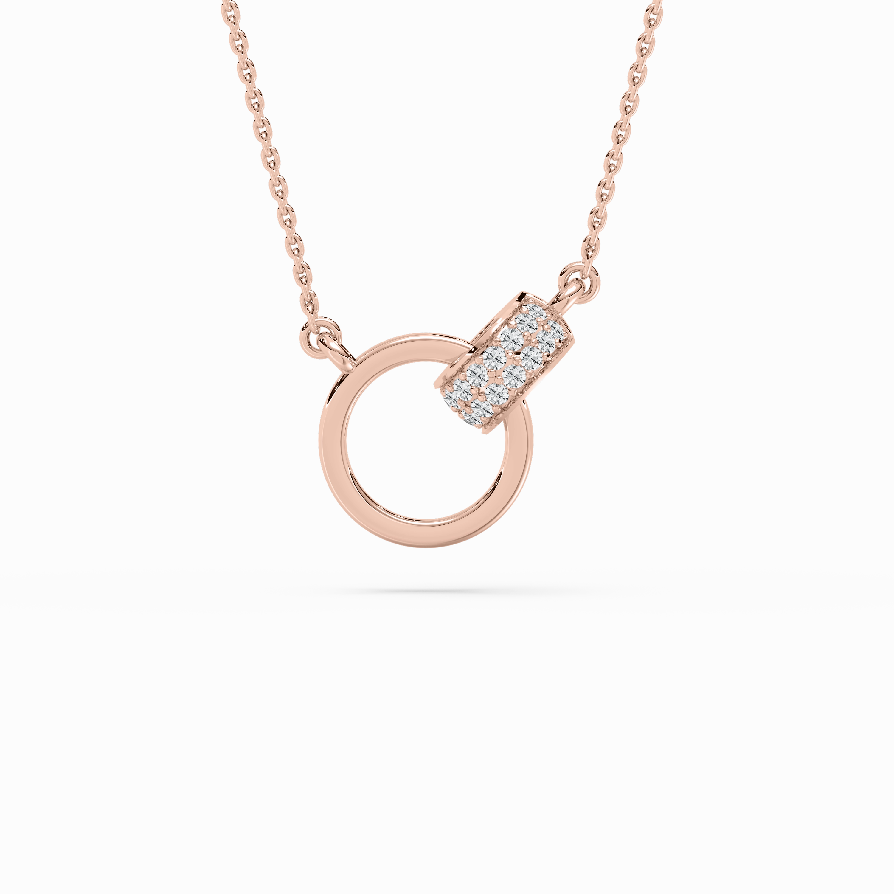 Bold Statement Wonderful Design 1/5 ctw Round Lab Grown Diamond Modern Interlocking Pendant - 18 Inches