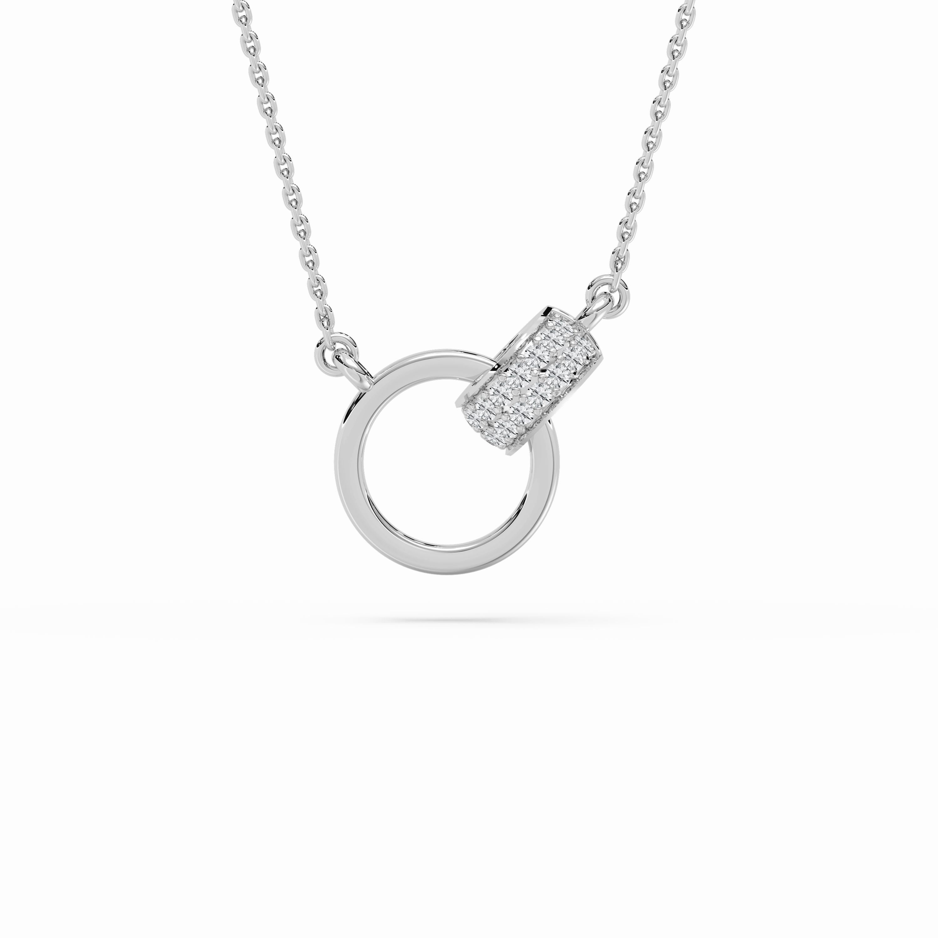 Lightweight Present Chic Girl 1/5 ctw Round Lab Grown Diamond Sterling Silver Modern Interlocking Pendant - 18 Inch Adjustable Chain