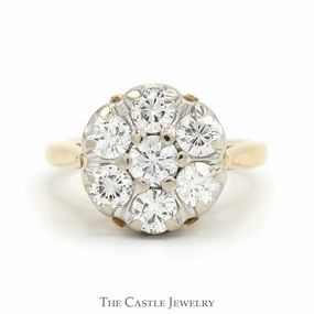 Contemporary Simplicity 1.5cttw 7 Round Brilliant Cut Diamond Cluster Ring in 14k Yellow Gold