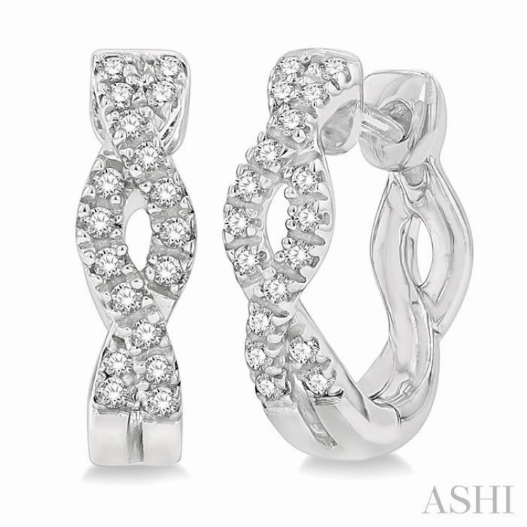 1/6 Ctw Entwined Round Cut Diamond Huggie Petite Earrings in 10K White Gold Allure Factor Romantic Mood