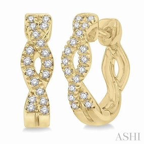 Natural Touch Custom Touch 1/6 Ctw Entwined Round Cut Diamond Huggie Petite Earrings in 10K Yellow Gold