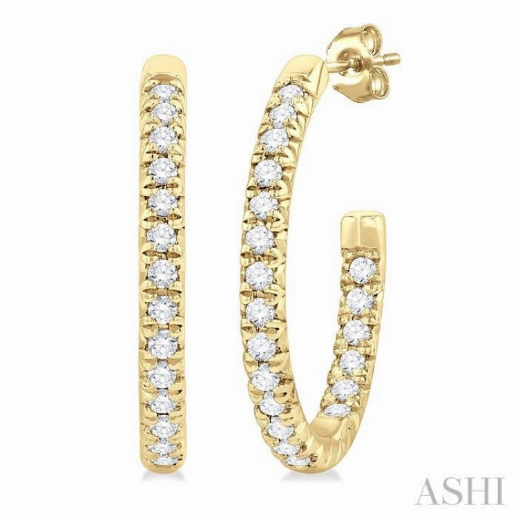 1/6 Ctw French Pave Set Round Cut Diamond Fashion Half Hoop Earring in 14K Yellow Gold Creative Touch Beauty Touch
