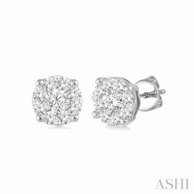 1/6 Ctw Lovebright Round Cut Diamond Stud Earrings in 14K White Gold Lustrous Touch Radiant Glam