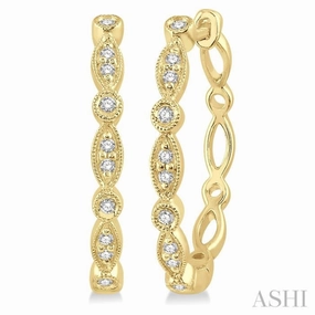 Luxe Accent 1/6 ctw Marquise & Circle Motif Round Cut Diamond Hoop Earrings in 10K Yellow Gold
