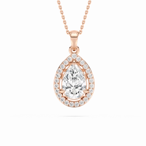 Luxury Ornament 1/6 ctw Pear Lab Grown Diamond Single Bail Halo Pendant  - 18 Inches