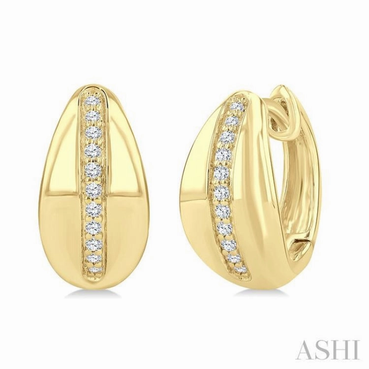 Modern Charm Custom Gifts 1/6 Ctw Round Cut Diamond Bold Fashion Hoop Earrings in 10K Yellow Gold