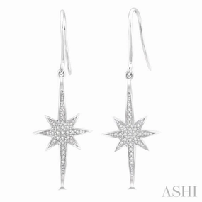 1/6 Ctw Star Charm Round Cut Diamond Earrings in 10K White Gold Glamorous Mood Exclusive Look