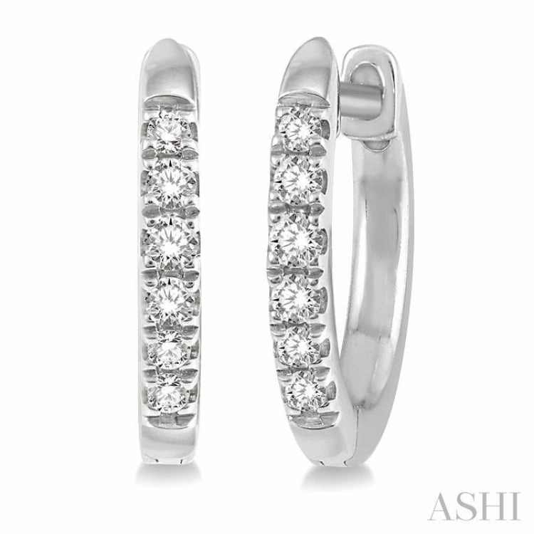 1/8 Ctw Round Cut Diamond Huggie Petite Earrings in 14K White Gold Weekend Vibe Lightweight Accent