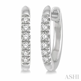 1/8 Ctw Round Cut Diamond Huggie Petite Earrings in 14K White Gold Weekend Vibe Lightweight Accent