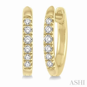 1/8 Ctw Single Cut Diamond Huggie Petite Earrings in 10K Yellow Gold Precious Stones Handmade pieces