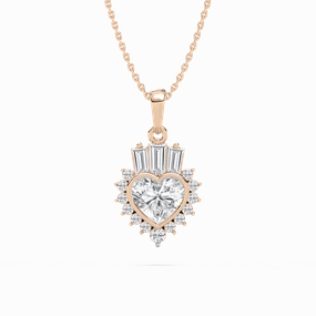 1 ? ctw Heart, Tapered Baguette and Round Lab Grown Diamond Crown Pendant - 18 Inches Bold Gift Classic Finish