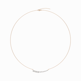 1 ? ctw Oval and Round Lab Grown Diamond Graduated Curved Bar Necklace - 18 Inches Travel Chic For School