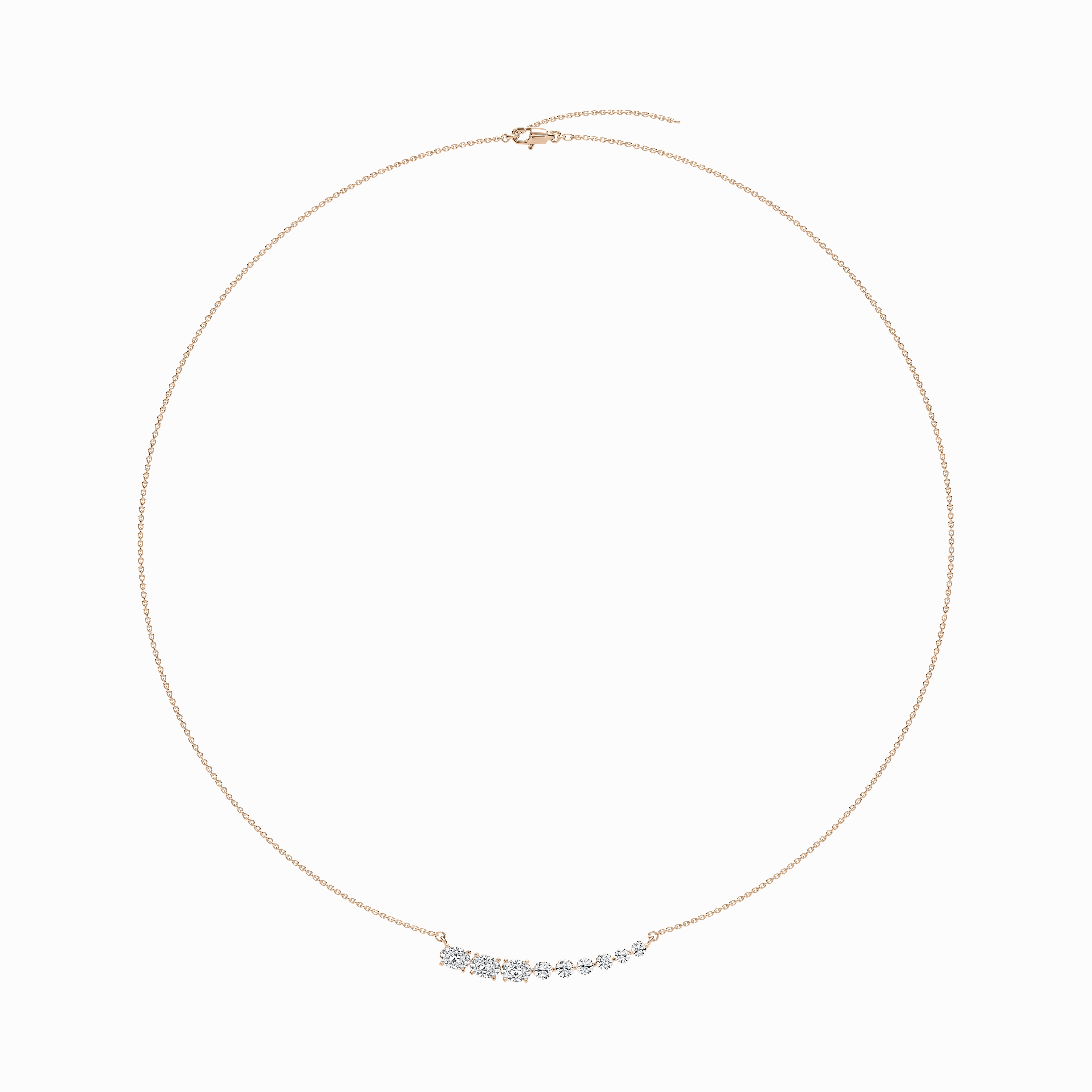 Dramatic Style Premium Gift 1 ? ctw Oval and Round Lab Grown Diamond Graduated Curved Bar Necklace - 18 Inches