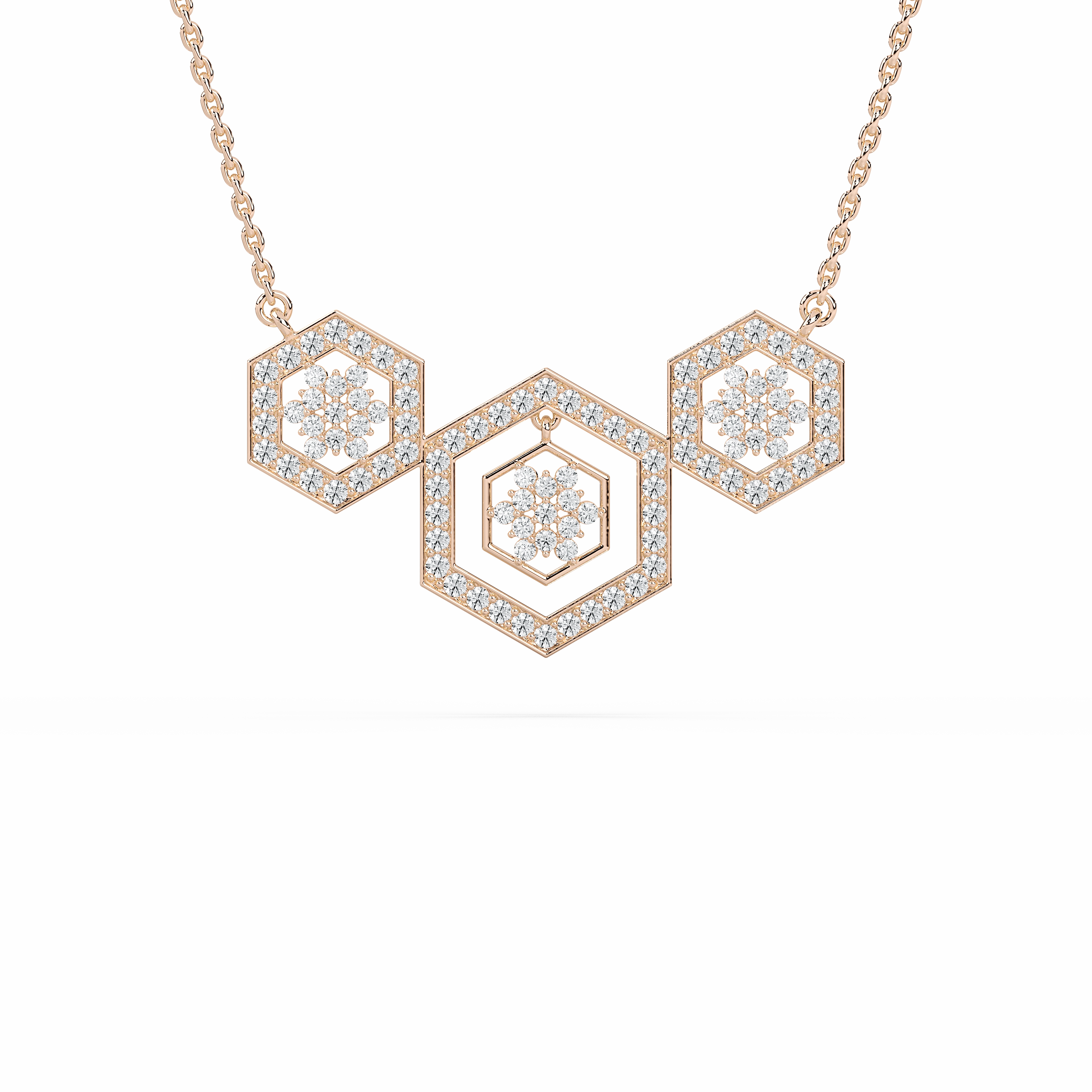 Stunning Design Trend Style 1 ? ctw Round Lab Grown Diamond Geometric Harmony Necklace - 18 Inches