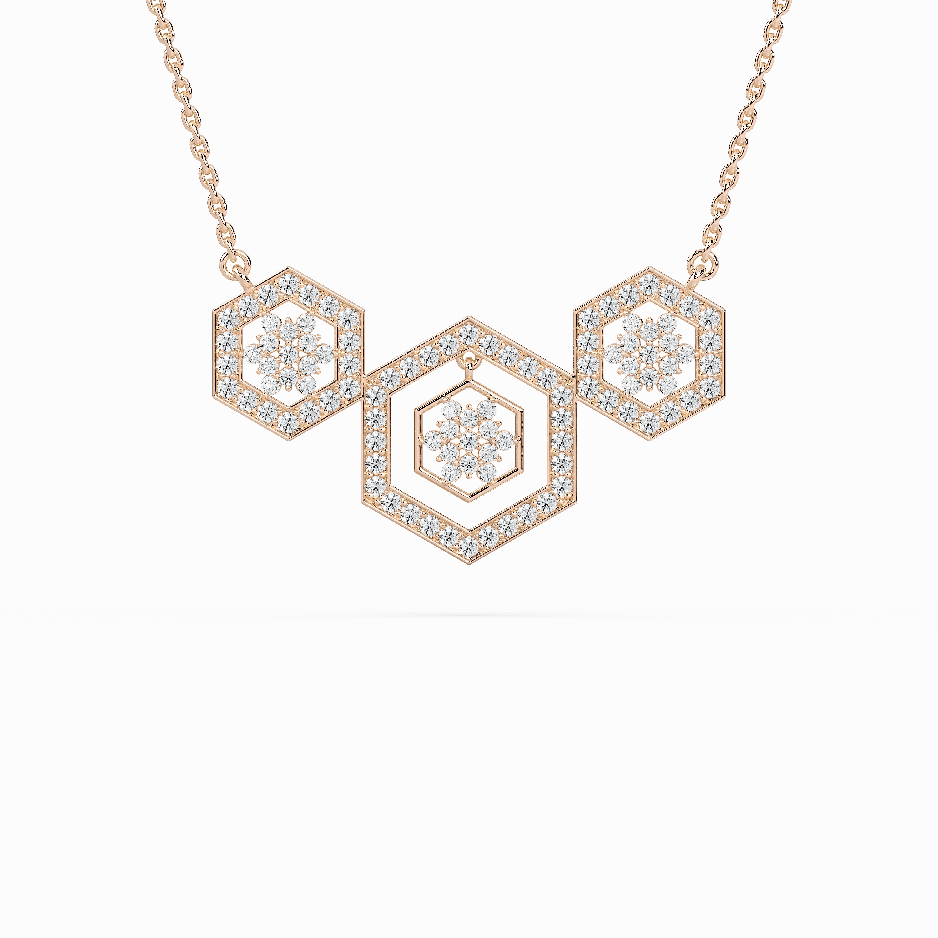 1 ? ctw Round Lab Grown Diamond Geometric Harmony Necklace - 18 Inches Contemporary piece