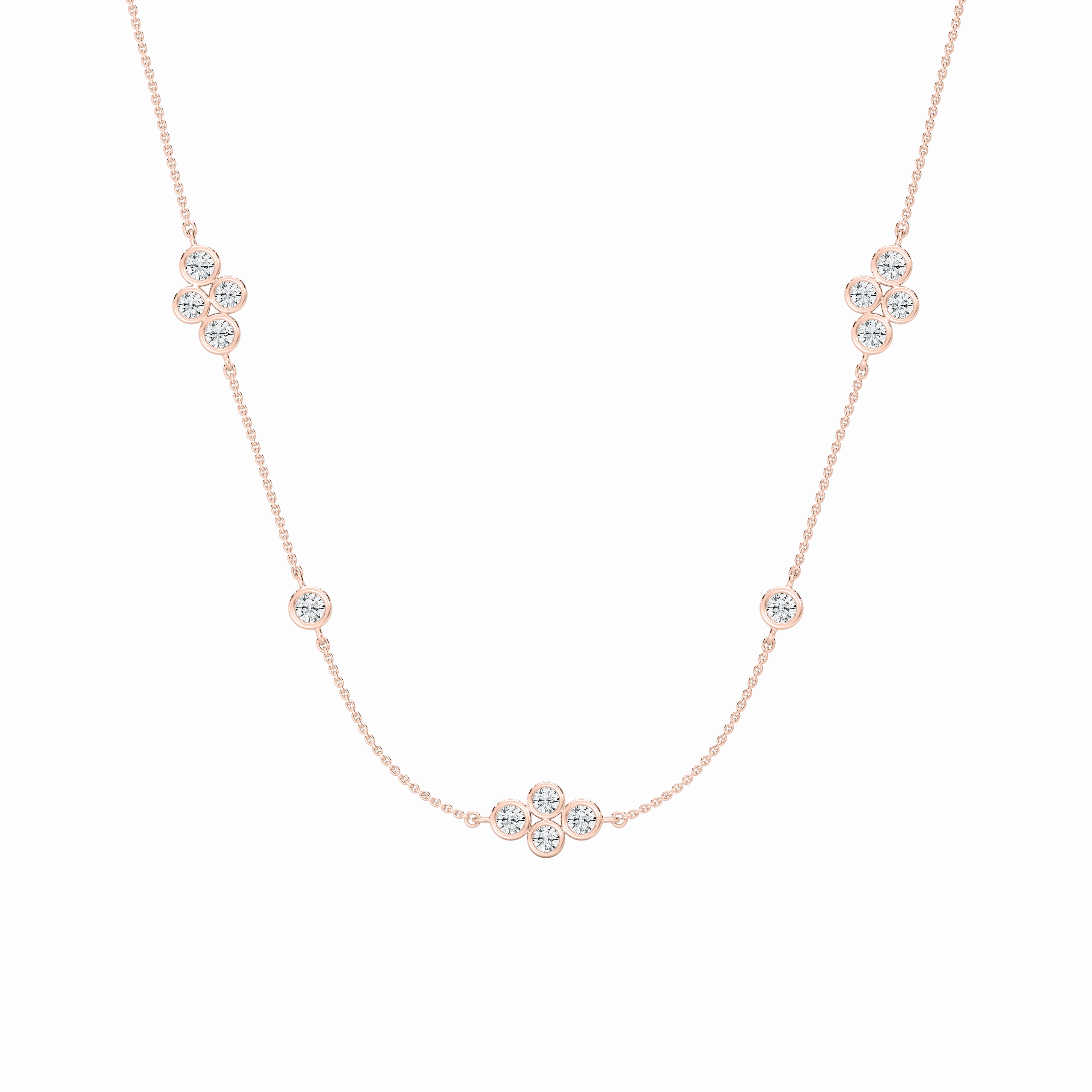 Statement Fashion Chic Accent 1 ? ctw Round Lab Grown Diamond Station Necklace - 18 Inches