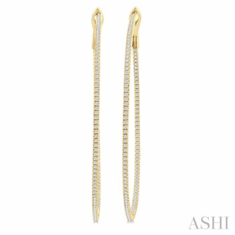 1 ctw Inside & Outside Round Cut Diamond Hoop Earring in 14K Yellow Gold Bold Layering