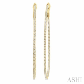 1 ctw Inside & Outside Round Cut Diamond Hoop Earring in 14K Yellow Gold Bold Layering