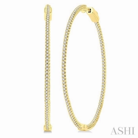 1 ctw Inside-Out Round Cut Diamond 1 3/4 Inch Hoop Earrings in 14K Yellow Gold Understated Mood