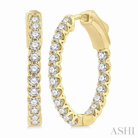 1 ctw Inside-Out Round Cut Diamond Hoop Earrings in 14K Yellow Gold Refined Gift Casual Chic