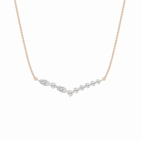 1 ctw Marquise and Round Lab Grown Diamond Chevron Flare Necklace - 18 Inches Happy Accent Beautiful Style