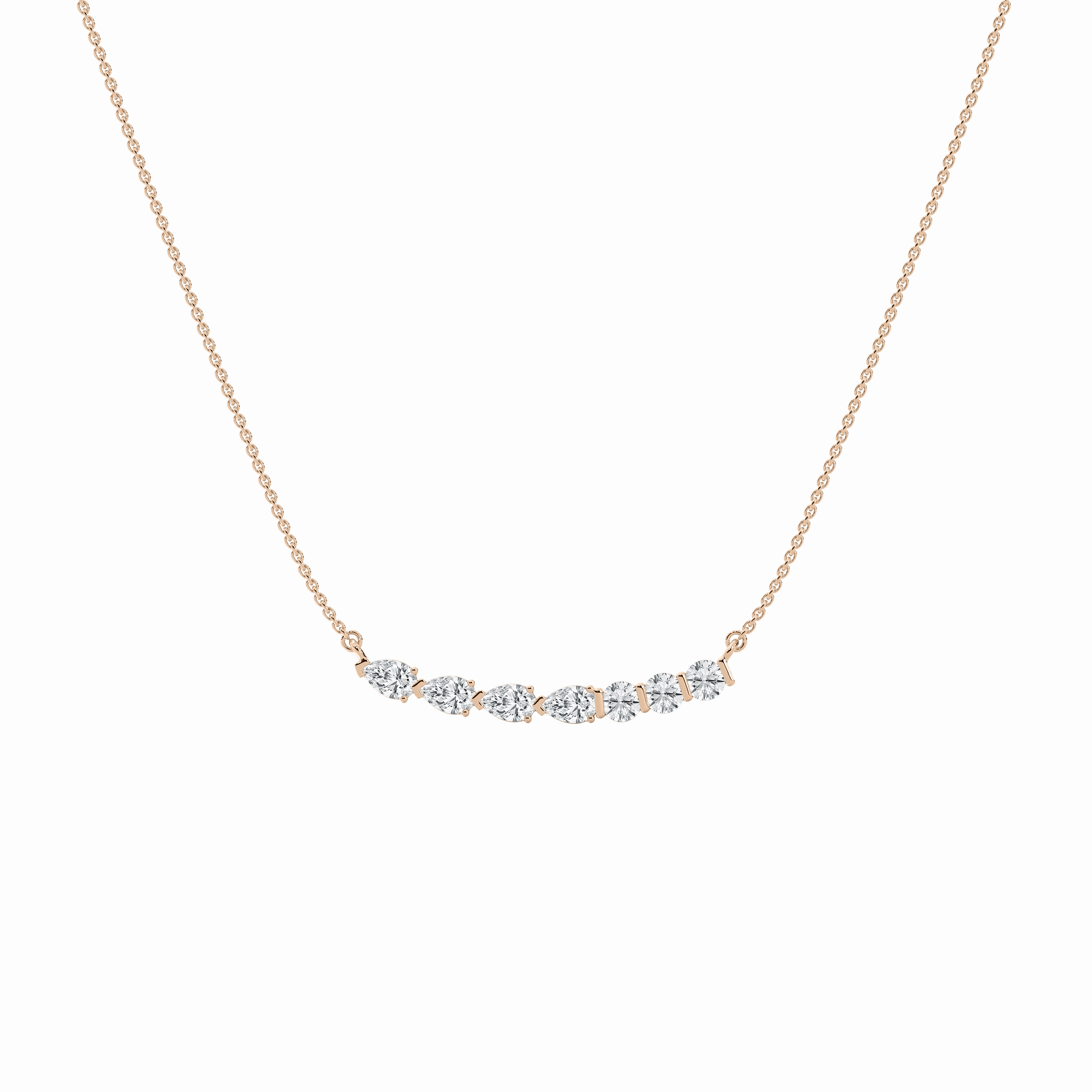 Polished Gift 1 ctw Pear and Round Lab Grown Diamond Bar Necklace - 18 Inches