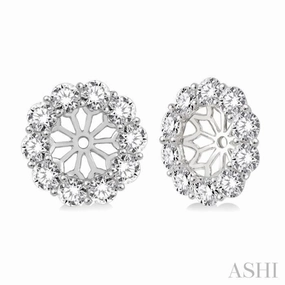 Premium Detail Sunset Style 1 ctw Round Cut Diamond Earring Jacket in 14K White Gold