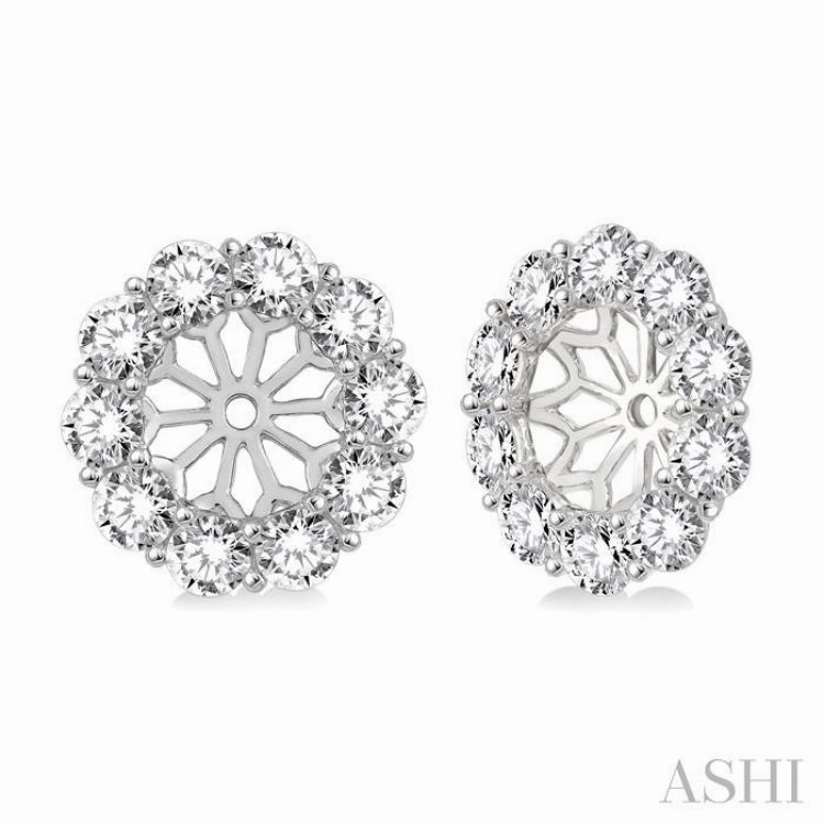 Premium Detail Sunset Style 1 ctw Round Cut Diamond Earring Jacket in 14K White Gold