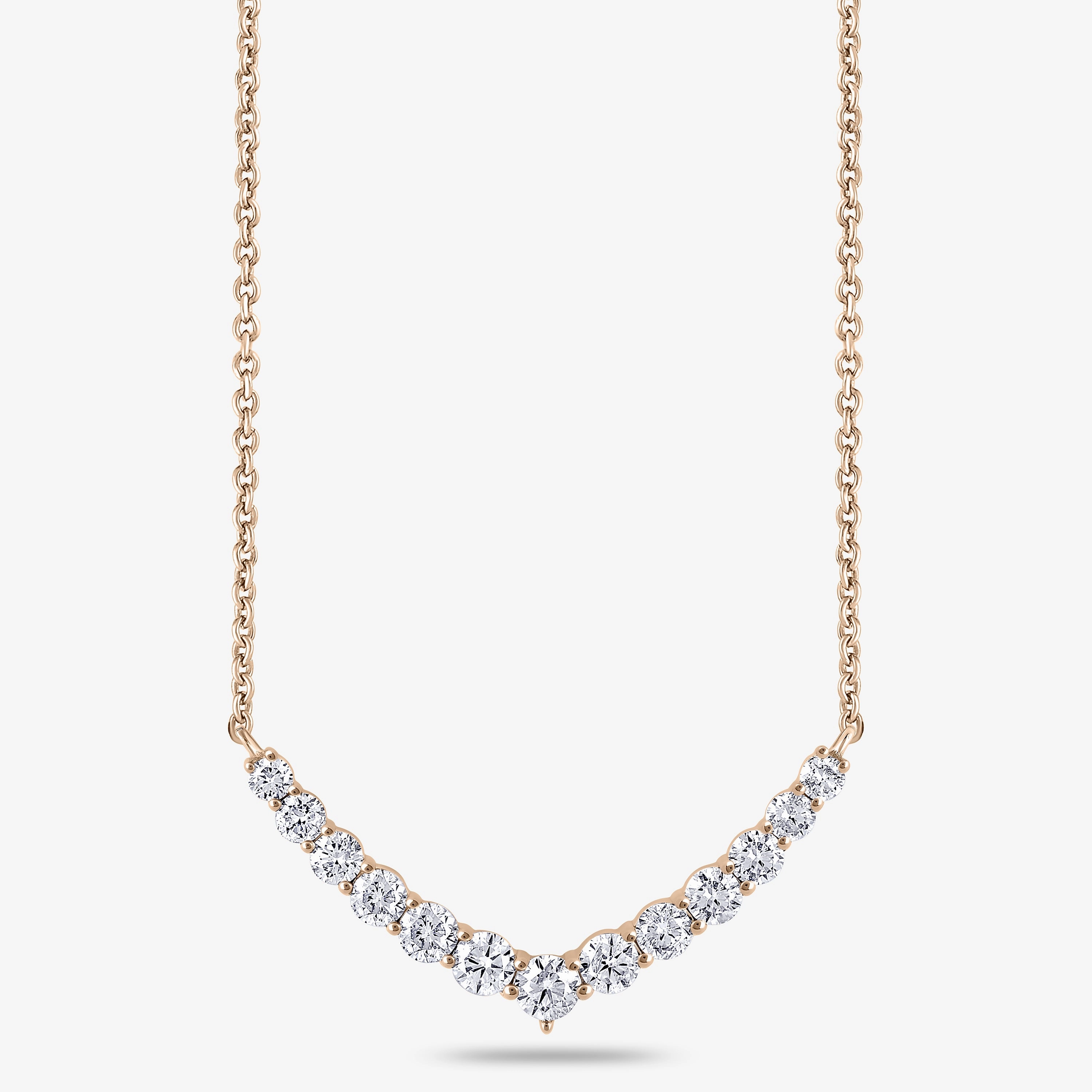 1 ctw Round Lab Grown Diamond Graduated Necklace - 18 Inches Sleek Accent
